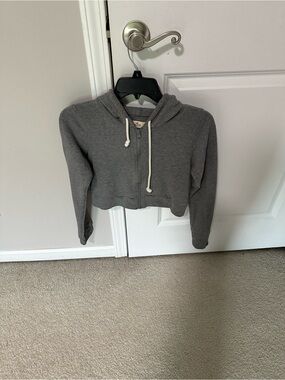 Hollister Heather Gray Zip-Up Hooded Sweatshirt